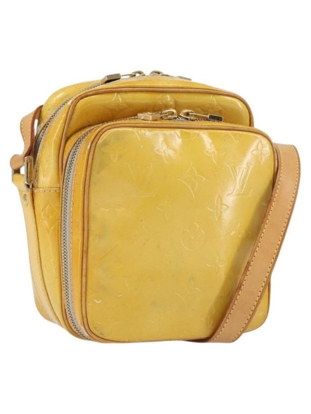 Authentic LOUIS VUITTON Monogram Vernis Wooster Shoulder Bag Gris M91036 LV